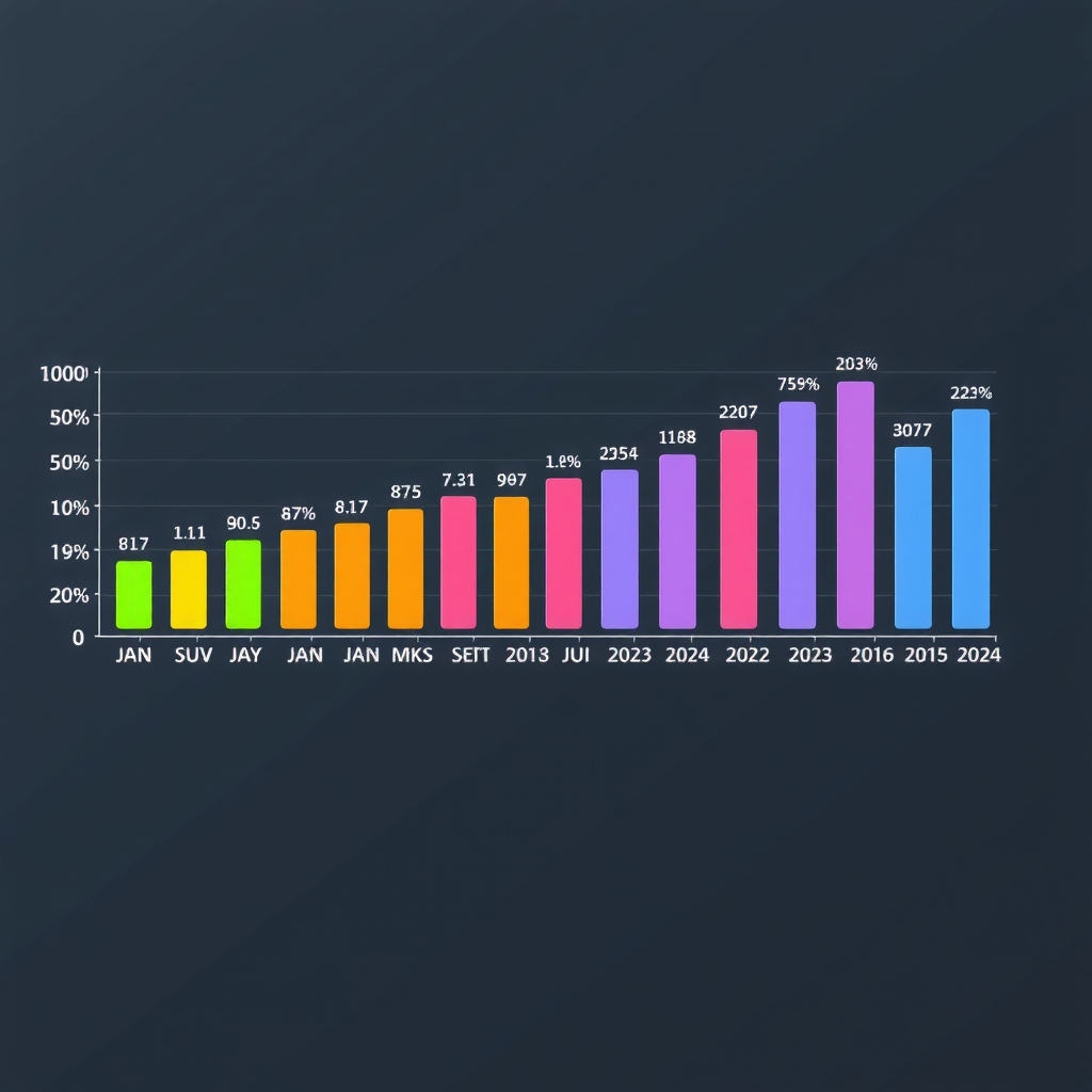 Zeitstrahl-Diagramm zeigt monatliche Inflationsraten von Januar bis September 2024 mit farbcodierten Balken und Trendlinie, professionelle Wirtschaftsvisualisierung